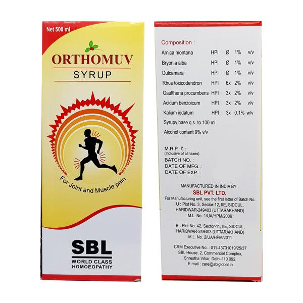 SBL Orthomuv Syrup (500ml) : Useful for Muscles, Joint Pain, Injuries to Tendons, Cramps, Back, knee pain